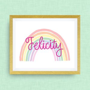 Rainbow Name Print- Custom Nursery Art - Pick your colors! - 5x7 ink