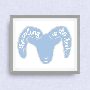 the ceiling is the roof - art print, hand drawn - 5x7 ink